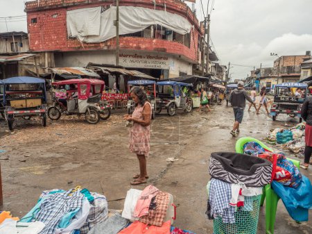 Photo for Iquitos, Peru - December 06, 2018:  Street in the Belen Market during the low water season. Latin America Beln Mercado. - Royalty Free Image
