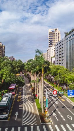 Photo for Taipei, Taiwan - October 19, 2016: View from tracks of brown subway line in Taipei City. Asia. - Royalty Free Image