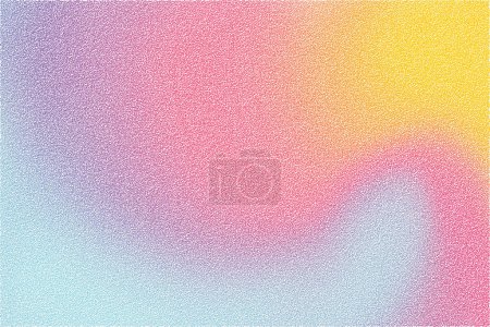 Foto de Gradiente de color rosa, amarillo, púrpura y azul granulado. Fondo holográfico iridiscente abstracto. Diseño retro multicolor con efecto de ruido suave. - Imagen libre de derechos