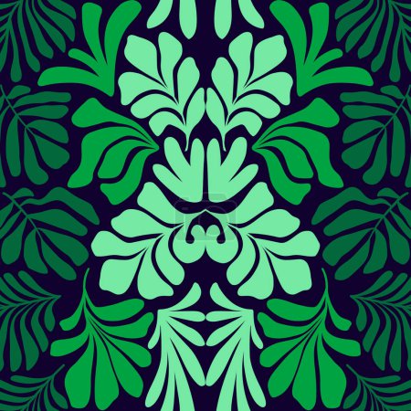 Foto de Fondo abstracto moderno con hojas de palma tropical en estilo Matisse. Patrón sin costura vectorial con elementos escandinavos cortados. collage de arte contemporáneo dibujado a mano. - Imagen libre de derechos
