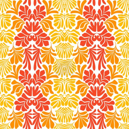 Illustration for Modern abstract background with tropical palm leaves in Matisse style. Vector seamless pattern with Scandinavian cut out elements. Hand drawn contemporary art collage. - Royalty Free Image