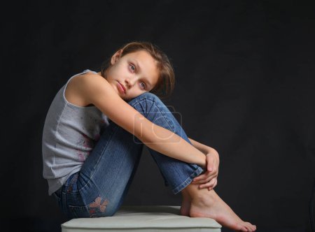 Photo for Portrait of a girl with a sad look. - Royalty Free Image