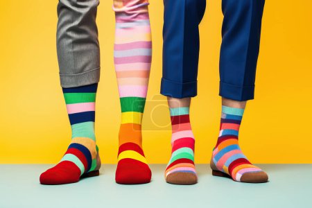 Téléchargez les photos : Plan studio de chaussettes sur pieds en différentes couleurs - en image libre de droit