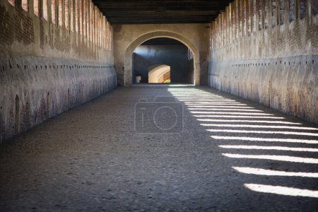 Téléchargez les photos : Un tunnel avec une lumière au bout. Photo d'un tunnel avec une lumière captivante à la fin, faisant signe avec un sens du mystère et de la possibilité - en image libre de droit