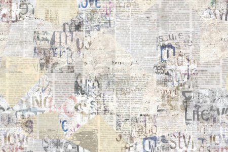 Photo for Vintage grunge newspaper paper texture background. Blurred old newspaper background. A blur unreadable aged newspaper page with place for text. Gray brown beige collage news pages background. - Royalty Free Image