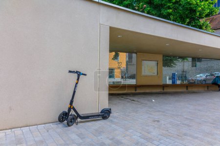 Photo for Regensburg, Germany - July 20, 2023: Modern outdoor public toilet combined with bus stop, Regensburg, Germany - Royalty Free Image