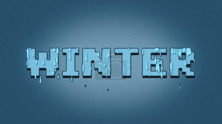 Photo for Pixelated winter word, 80s style melting vintage pixelated word, creative cartoon style image, cold winter palette colors. - Royalty Free Image
