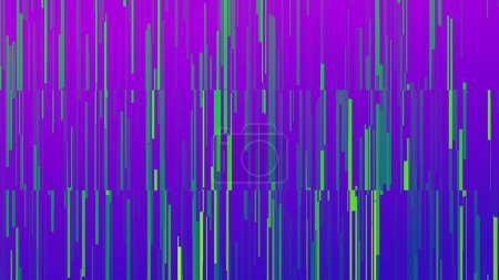 Photo for Transforming dynamic neon line art green, pink and blue vertical lines, noisy fashion glittering background. Damaged GPU imitation for trending projects. - Royalty Free Image