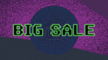 Photo for Black Friday Big Sale retro 80s style message, glitchy discount sale message, neon colors, price drop, discount, hot price, special offer concept. Abstract motion graphic. - Royalty Free Image