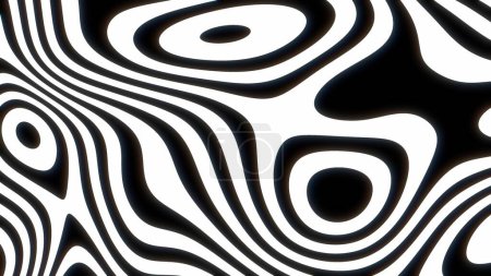 Photo for Black and white liquid modern psychedelic background. Monochrome abstract dynamic texture for creative design project. - Royalty Free Image