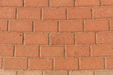 Photo for Red brick pavement texture with a regular, rectangular pattern. High quality photo. - Royalty Free Image