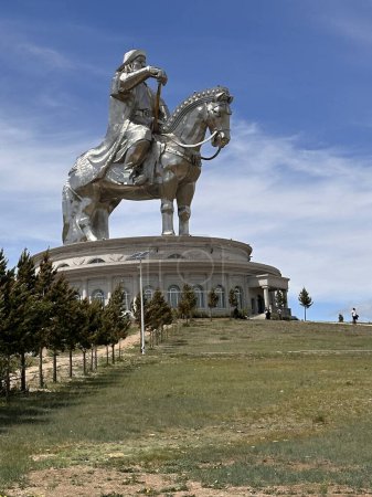 Photo for Statue of Mongolian leader and warrior Genghis Khan in Inner Mongolia - Royalty Free Image
