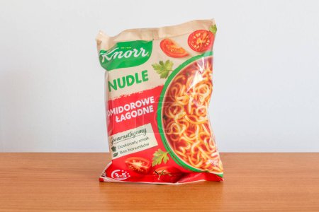 Photo for Pruszcz Gdanski, Poland - August 10, 2022: Knorr tomato noodle instant soup. - Royalty Free Image