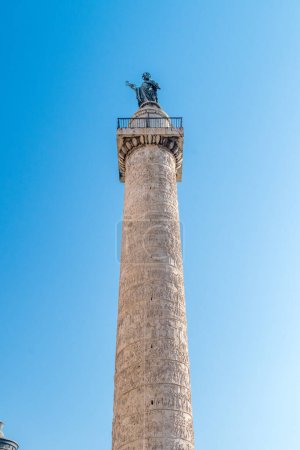 Photo for Rome, Italy - December 7, 2022: The Column of Marcus Aurelius (Columna Centenaria Divorum Marci et Faustinae or Colonna di Marco Aurelio) in Piazza Colonna. - Royalty Free Image
