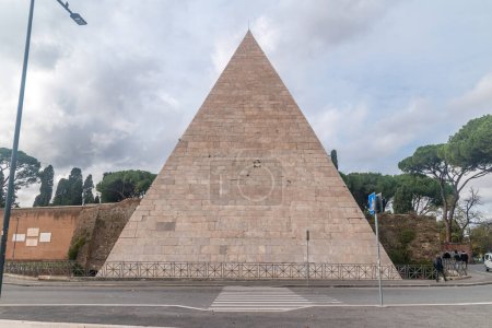 Photo for Rome, Italy - December 8, 2022: The pyramid of Cestius (Piramide di Caio Cestio). - Royalty Free Image