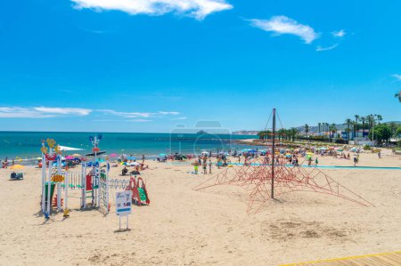 Photo for Benicarlo, Spain - July 1, 2023: Beautiful view on beach at hot day. - Royalty Free Image