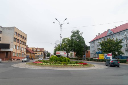 Photo for Rypin, Poland - July 26, 2023: Solidarnosc roundabout in Rypin. Solidarnosc (Solidarity) is Polish trade union. - Royalty Free Image