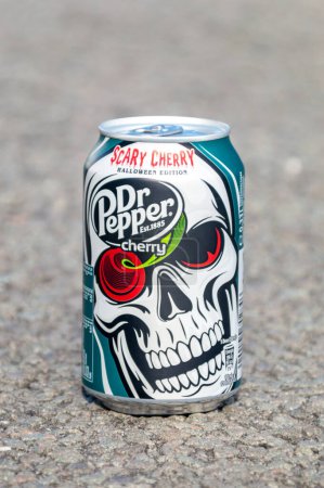 Photo for Frankenthal, Germany - October 7, 2023: Can of Dr Pepper scary cherry halloween edition. - Royalty Free Image