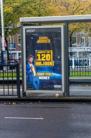 Photo for Rotterdam, Nederland - October 22, 2023: Eurojackpot street advertisement. - Royalty Free Image