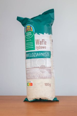 Photo for Pruszcz Gdanski, Poland - April 1, 2024: Auchan multigrain rice wafers. - Royalty Free Image