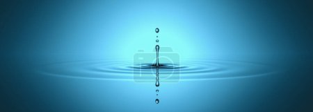 Photo for Water drop splash in ocean of water,  concept of wellness and beauty products, banner size - Royalty Free Image