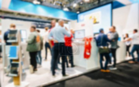 Trade show generic background, blue and intentional blurred post production