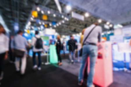 Photo for Blurred, defocused background of public event exhibition hall, business trade fair concept - Royalty Free Image