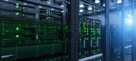 Server in datacenter. Cloud computing data storage