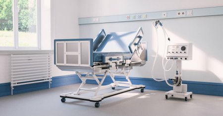Photo for Empty intensive care bed with ventilator in the intensive care unit of a clinic during Covid-19 or coronavirus - Royalty Free Image