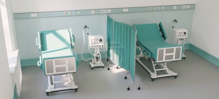 Photo for Two intensive care beds in an intensive care unit with ventilators for Covid-19 patients in the case of - Royalty Free Image