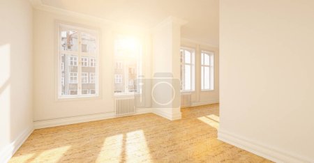 Téléchargez les photos : Chambre vide sur vieille maison avec chauffage à Berlin - en image libre de droit