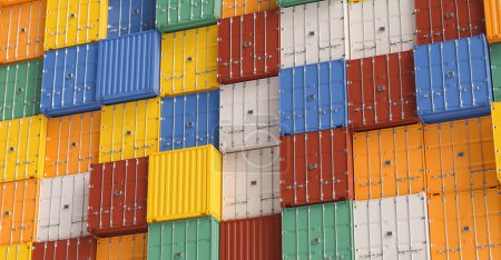 Photo for Stack of colorful containers in a harbor - Royalty Free Image
