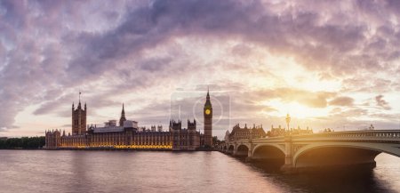 Photo for Tower Bridge and the Thames panoramic view about London at night - Royalty Free Image