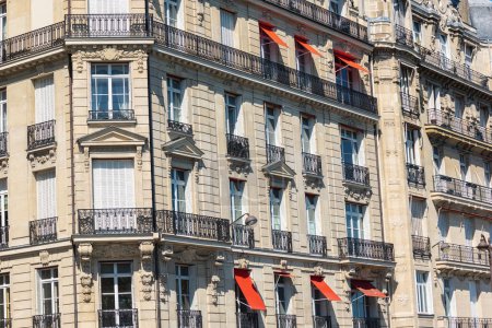 Photo for Typical facade of Parisian building in paris at summer - Royalty Free Image