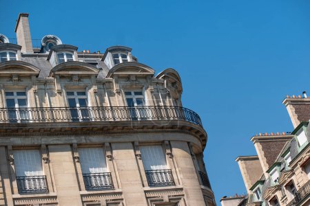 Photo for Paris, beautiful Haussmann buildings in a chic area of the french capital - Royalty Free Image