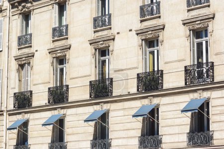 Photo for Beautiful Haussmann buildings in paris at summer - Royalty Free Image