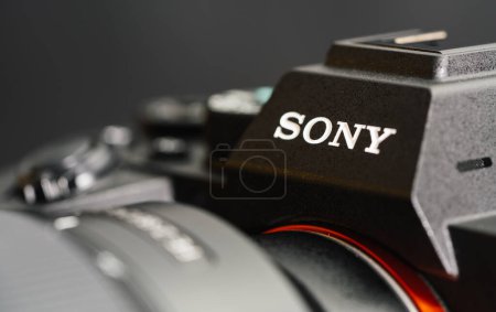 Photo for BERLIN, GERMANY DECEMBER 2019: Close-Up of the Sony Alpha 7R IV mirrorless camera - Royalty Free Image