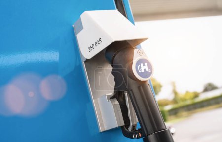Photo for Hydrogen gas stations fuel dispenser. h2 combustion engine for emission free ecofriendly transport, copyspace for your individual text. - Royalty Free Image