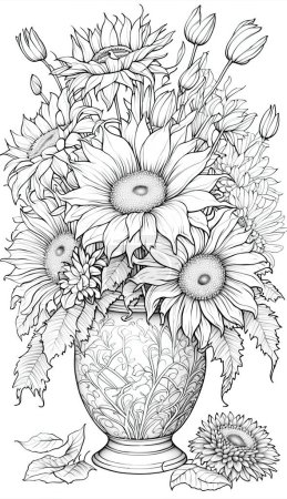 Foto de Página para colorear de flores para adolescentes y adultos - Imagen libre de derechos