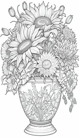 Foto de Página para colorear de flores para adolescentes y adultos - Imagen libre de derechos