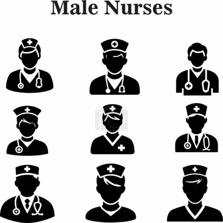 Foto de Conjunto de iconos de enfermera masculina vector - Imagen libre de derechos
