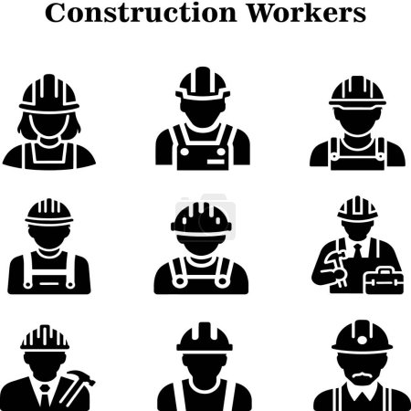 Foto de Conjunto de iconos de trabajadores de construcción vectorial - Imagen libre de derechos