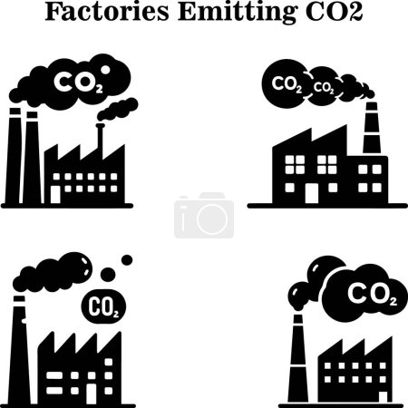 Foto de Icono vectorial ilustración de fábricas que emiten CO2 - Imagen libre de derechos