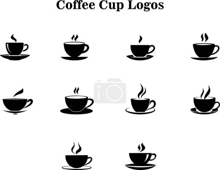 Foto de Un conjunto de ilustraciones vectoriales de logos de taza de café - Imagen libre de derechos