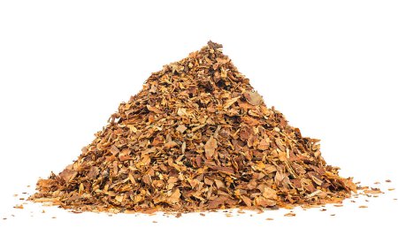 Small pile of sliced tobacco pipe isolated on a white background
