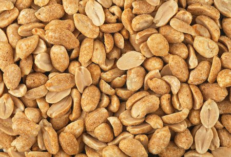 Photo for Spicy peanuts pile as background, top view. Chili spicy peanuts. - Royalty Free Image