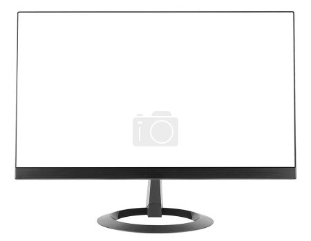 Photo for Blank computer monitor, widescreen isolated on a white background. Blank for design, desktop tft screen. - Royalty Free Image
