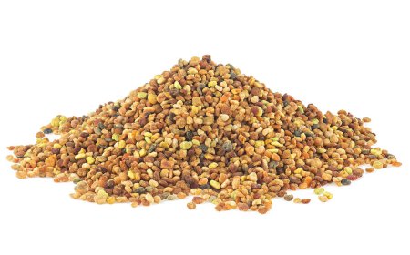 Fresh honey bee pollen isolated on a white background. Healthy natural medicine for influenza.