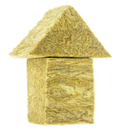Stone mineral wool insulation isolated on a white background. Pieces of glass wool. Fiberglass.