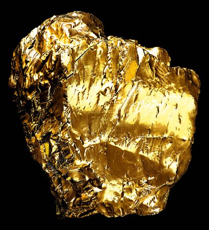 Photo for Single gold nugget on black background. Pure gold ore. - Royalty Free Image